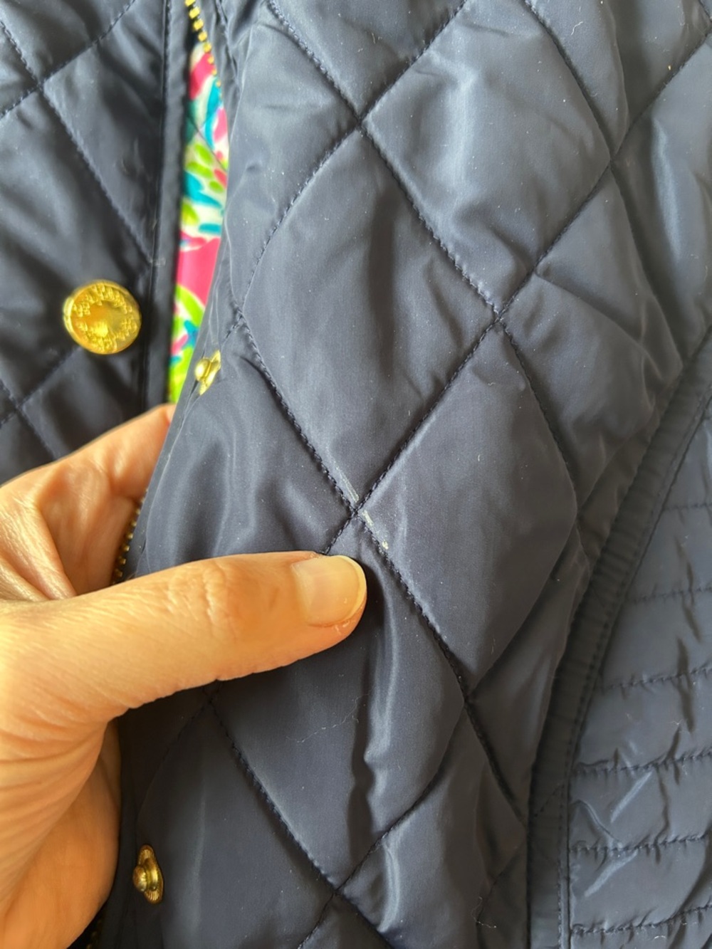 Lilly Pulitzer Pink Navy Multicolor Quilted Vest Liner - Picture 7 of 8